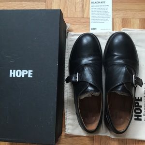 HOPE black leather monk shoes Size 37/7